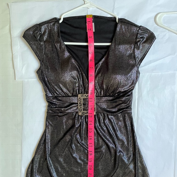 Vintage Gidani 90s Liquid Metallic Blouse Integrate bra cups Made in US, S - Picture 5 of 7